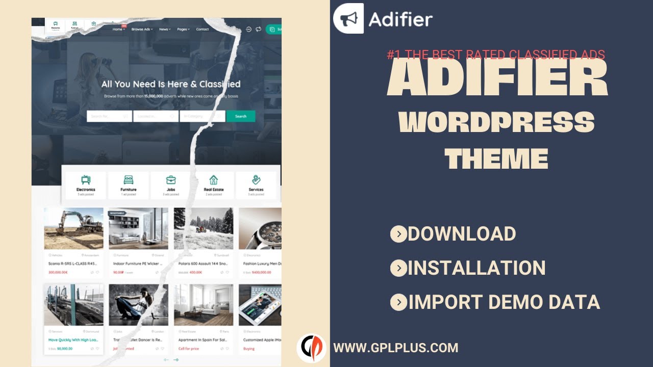 Adifier – Classified Ads WordPress Theme Download, Installation and Import Demo Data
